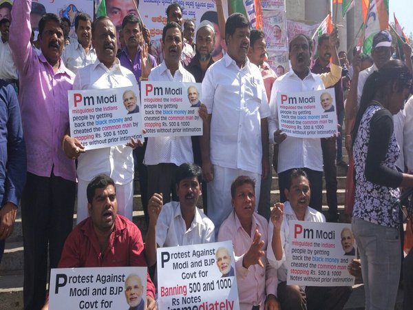 Congress workers in Bengaluru stage protest