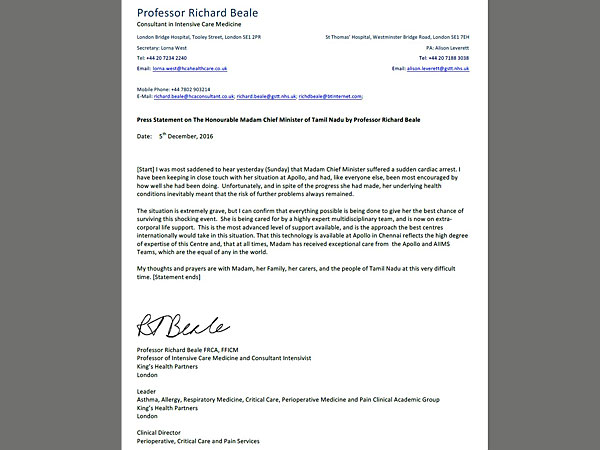 Dr Baele's statement