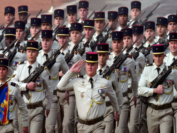 French soldiers march during Republic Day