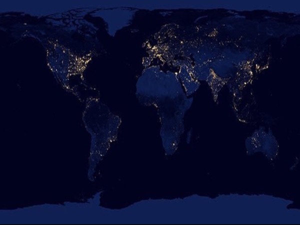 Composite image of world at night
