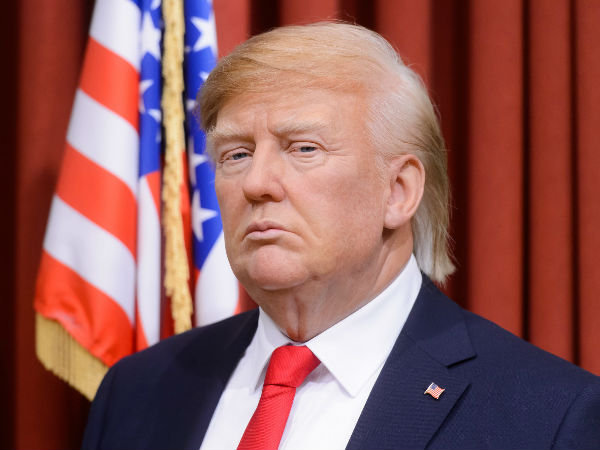 Donald Trump's statue is placed in a White House setting