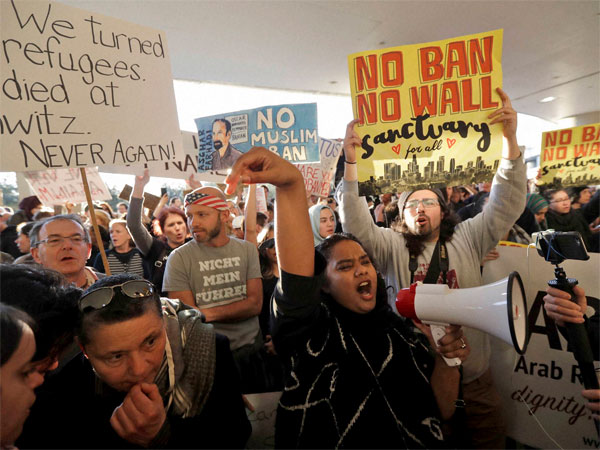 People protest at San Francisco airport