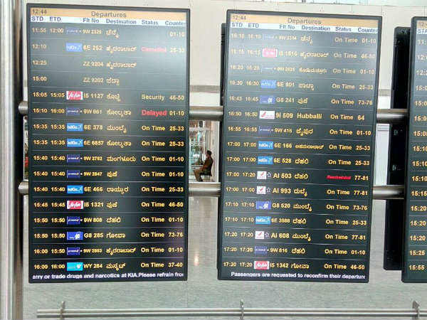 Kannada to finally join English, Hindi display boards at B'luru airport Kannada to finally join English, Hindi display boards at B'luru airport