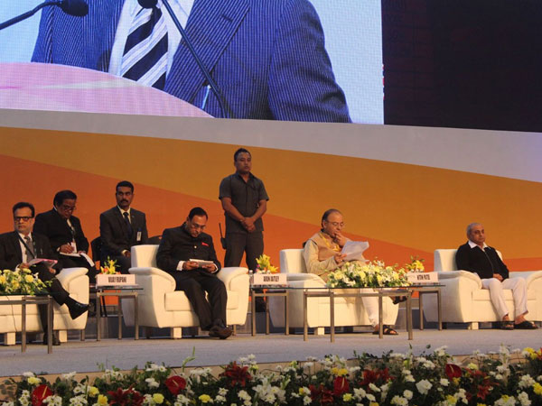 Arun Jaitley addressing GST Seminar at Vibrant Gujarat Global Summit 2017 in Gandhinagar. Image courtesy: @VibrantGujarat