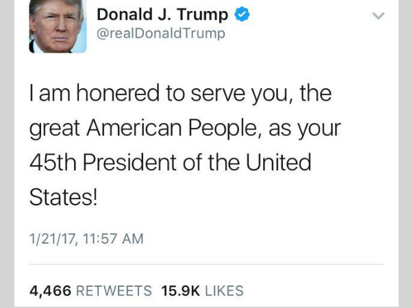Trump's Twitter mishap: Misspells 'honour' in first tweets as President Trump's Twitter mishap: Misspells 'honour' in first tweets as President