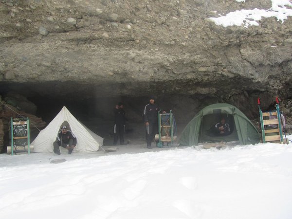 Treacherous path and biting cold