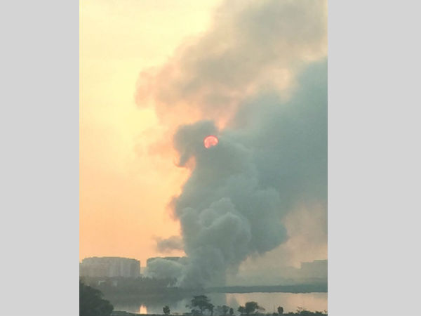 Fire caused due to thrash dumped around the lake Fire caused due to thrash dumped around the lake