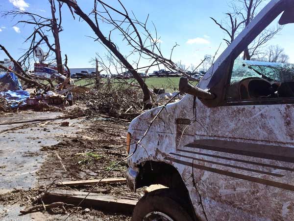 Cars were blown away due tornado in the county