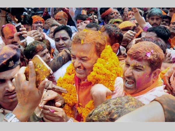 UP BJP president celebrates