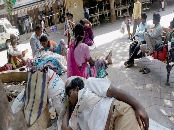 Patients outside KEM hospital in Mumbai