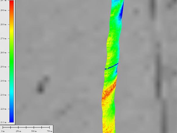 Topographical image of the new rift