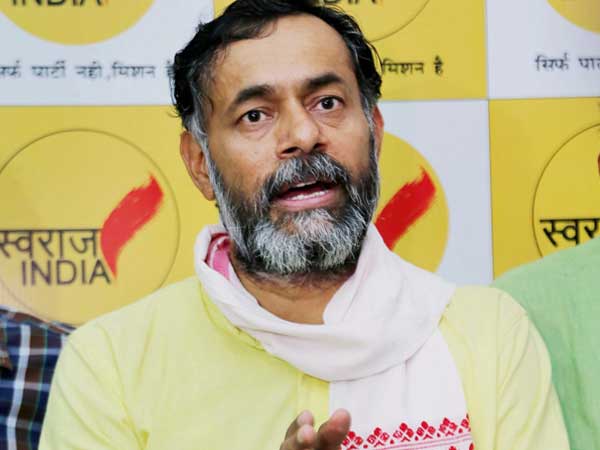 Swaraj India Leader Yogender Yadav addresses a press conference after MCD Election Result.