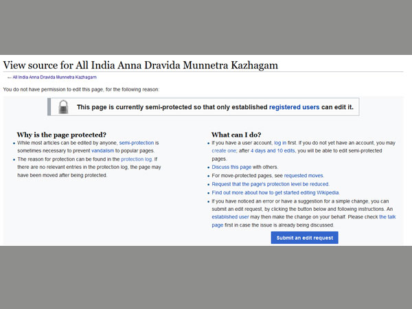 Too many edits on AIADMK page, Wikipedia blocks further edits