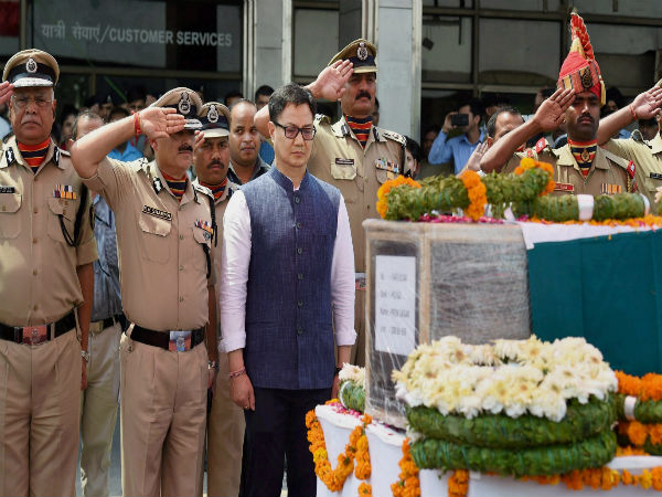 Kiren Rijiju pays last respects to martyred BSF head constable Prem Sagar