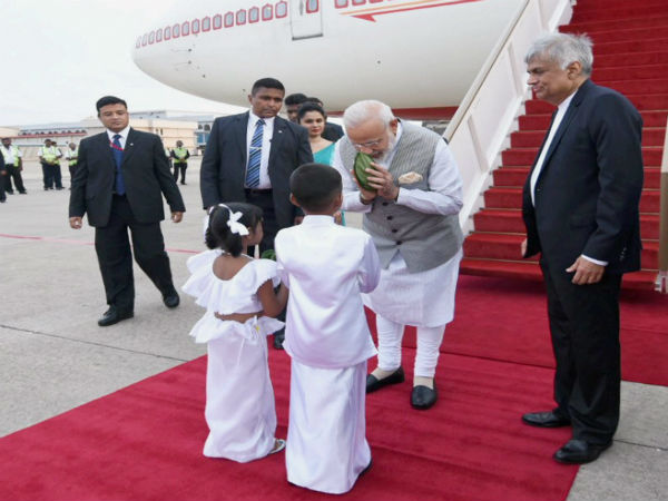 Narendra Modi arrives in Sri Lanka