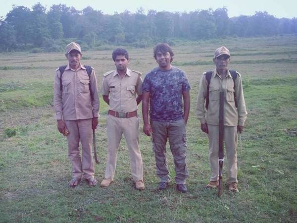 Vijay Nishanth with forest guards in Nagarhole.