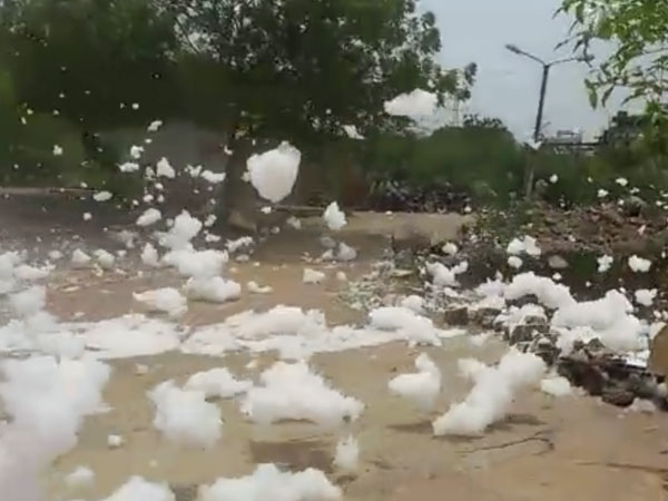 Toxic foam flying in the air