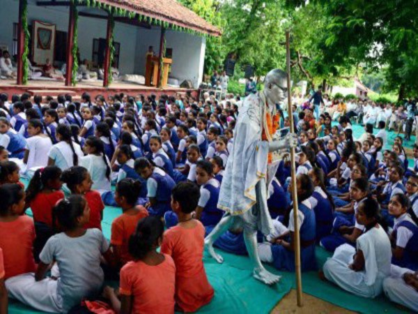  Dressed up as Mahatma Gandhi