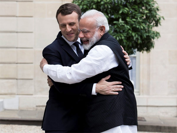  French President Emmanuel Macron, welcomes PM Narendra Modi