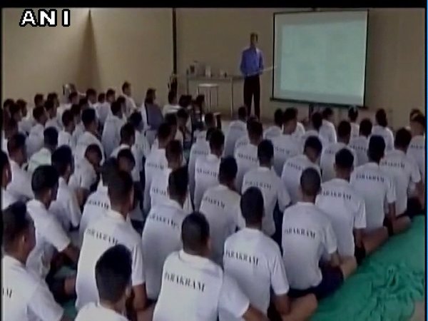 Youths undergoing training for at Patanjali ashram in Haridwar 