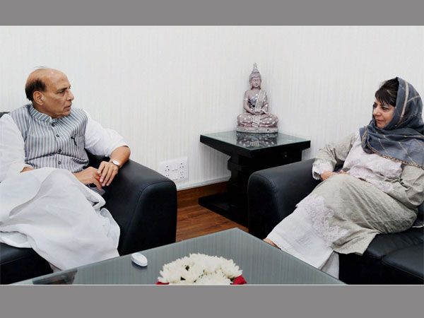 Home Minister Rajnath Singh and Jammu and Kashmir Chief Minister Mehbooba Mufti during a meeting in New Delhi. PTI file photo Home Minister Rajnath Singh and Jammu and Kashmir Chief Minister Mehbooba Mufti during a meeting in New Delhi. PTI file photo