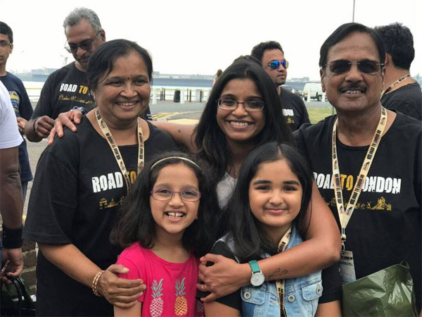 The Badri Baldawa couple with their grand daughter. 