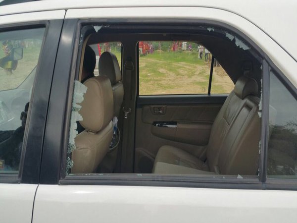 Rahul's car's window panes were smashed