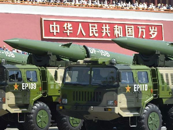 Dongfeng missiles at a military parade in Tiananmen Square