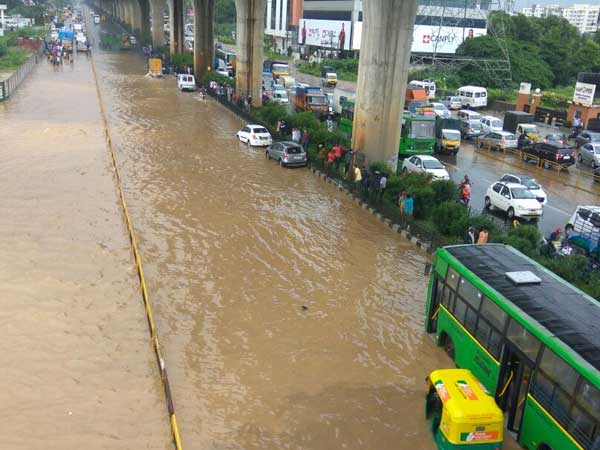 Roads leading to electronics city flooded