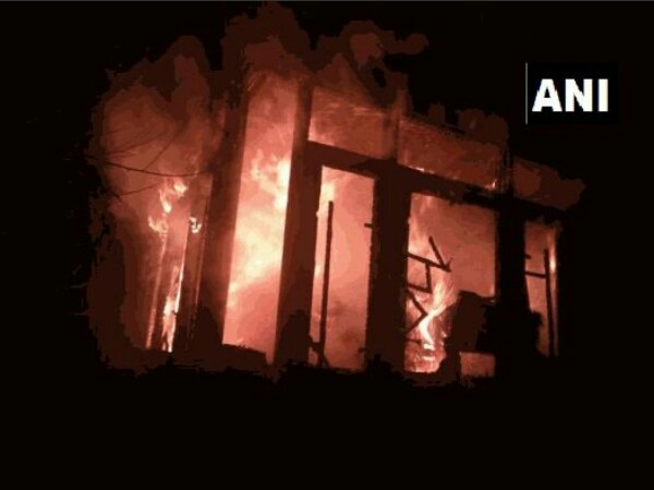 BJP leader house set on fire. Photo credit: ANI BJP leader house set on fire. Photo credit: ANI