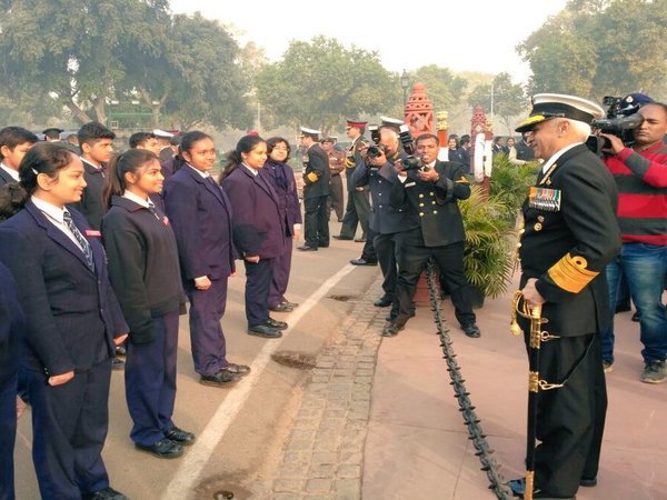 Admiral Sunil Lanba interacts