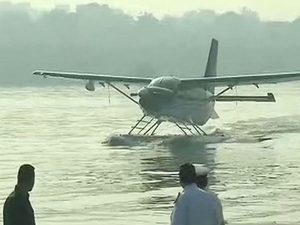 Modi boards sea-plane at Sabarmati riverfront