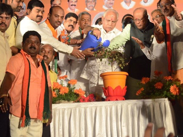 B S Yeddyurappa at the Parivarthana Yatra