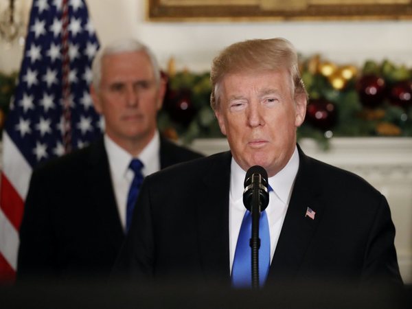 President Donald Trump speaks in the Diplomatic Reception Room of the White House. PTI file photo President Donald Trump speaks in the Diplomatic Reception Room of the White House. PTI file photo