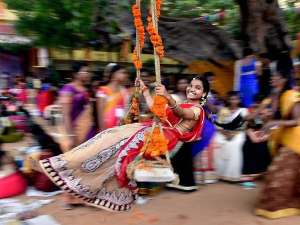 Celebrating Pongal at college premises