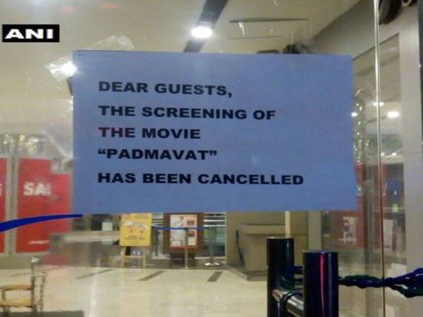 Notice at the entrance of PVR cinema in Ambiance Mall