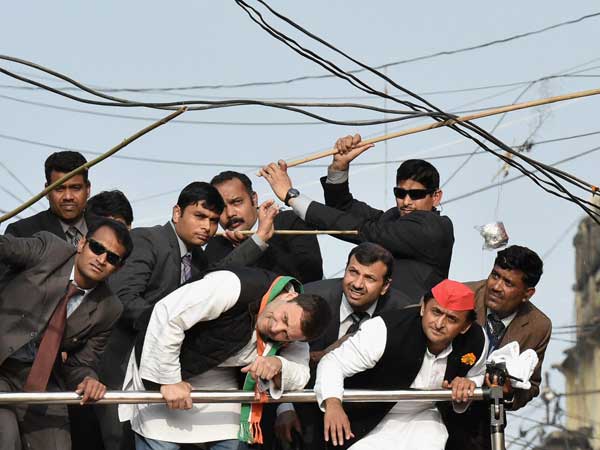 Rahul Gandhi, Akhilesh Yadav during a road show in Lucknow. PTI file photo Rahul Gandhi, Akhilesh Yadav during a road show in Lucknow. PTI file photo
