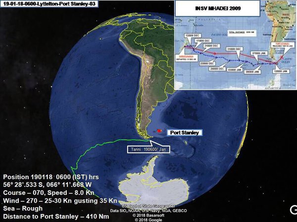 GPS position of INS tarini