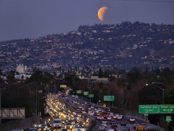 Behind the Hollywood hills in Los Angeles