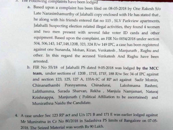 Fake voter ID: FIR filed against Congress MLA Muniratna