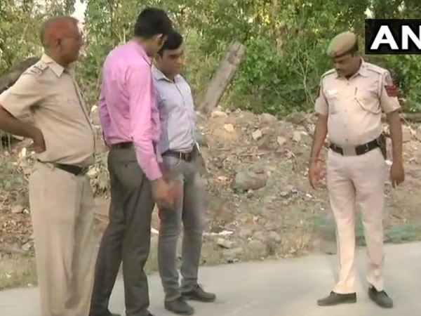 Police at investigating spot Police at investigating spot