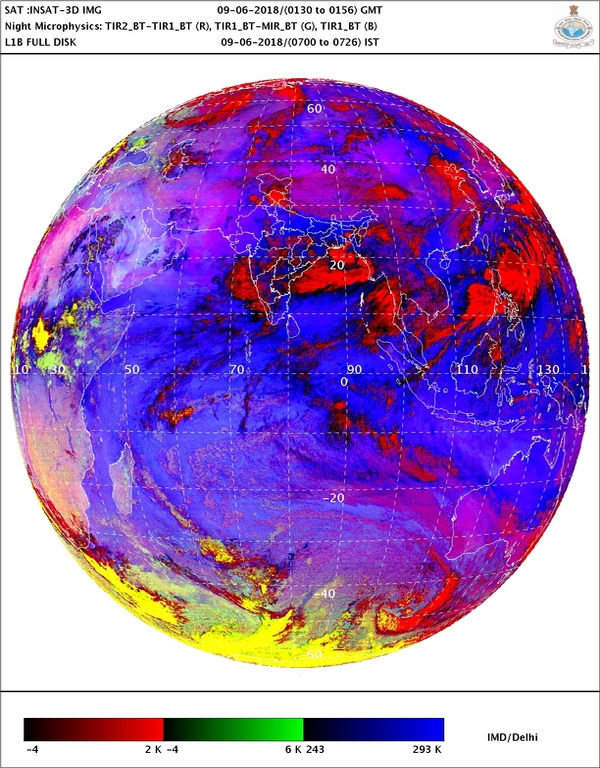 IMDs satellite image of Asia, Europe and surrounding areas