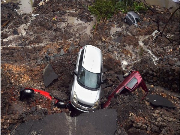 Several cars struck in debris