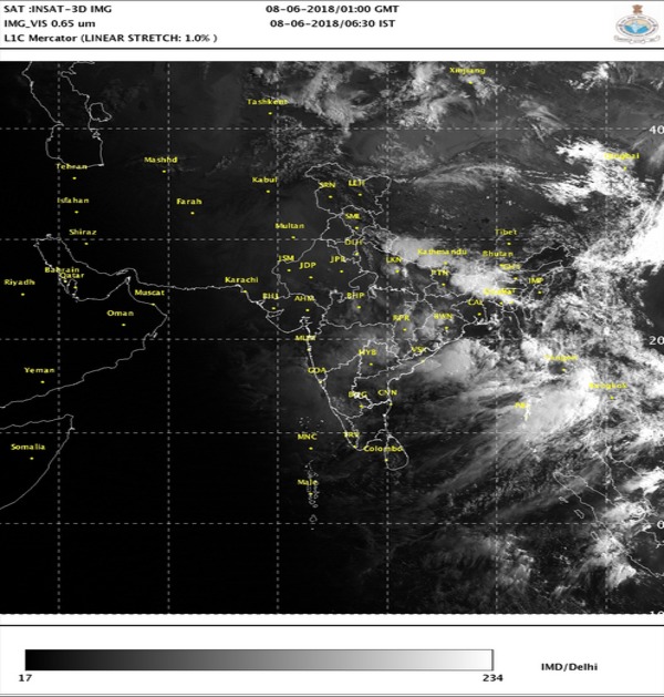 Satellite image released by IMD on June 8