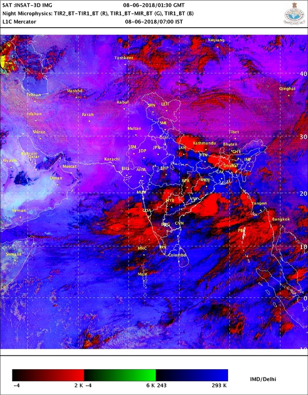 IMDs satellite image of position of clouds over India (June 8)
