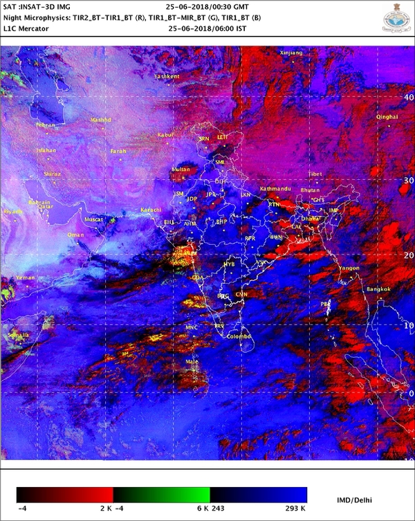 IMDs satellite image of position of clouds over India (June 25)