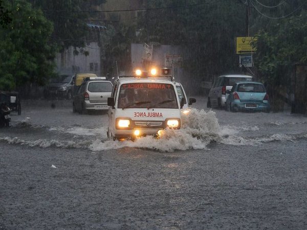 Flooded road in Lucknow