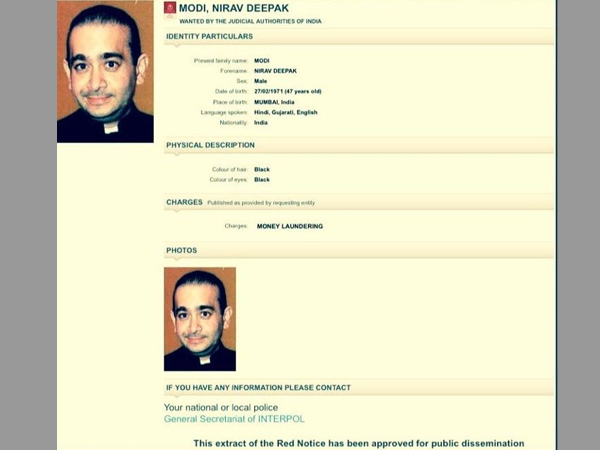 Interpol issues Red Corner Notice against Nirav Modi for money laundering 