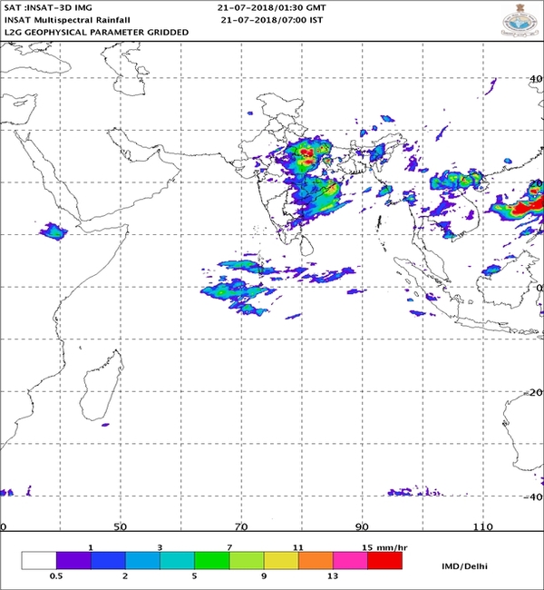 Multi-spectral rainfall map. Courtesy: IMD