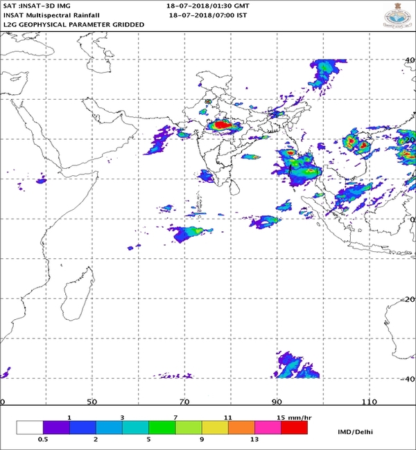 INSAT Multi spectral rainfall map